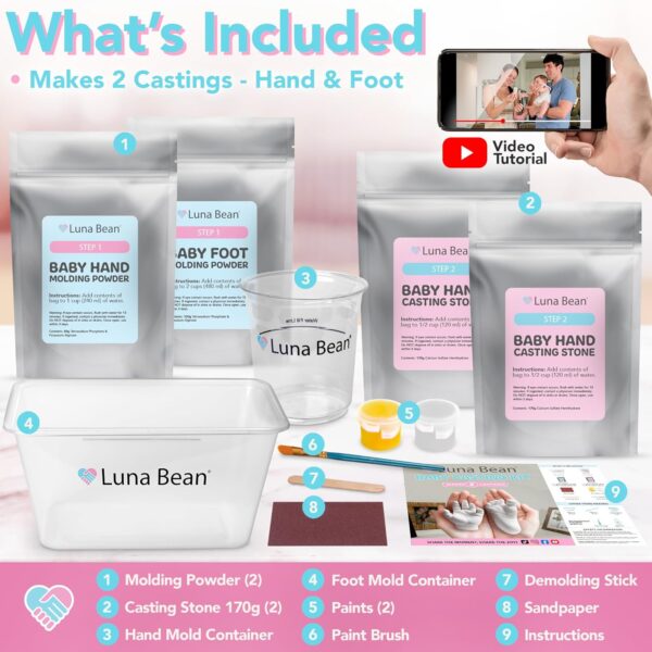 Ensemble de moulage d'empreintes de pieds et de mains de bébé Luna Bean
