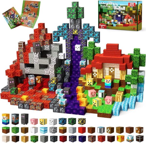 200 blocs de construction magnétiques d'environ 2 cm – Cubes magnétiques
