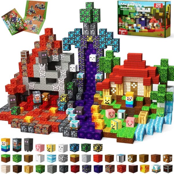 200 blocs de construction magnétiques d'environ 2 cm – Cubes magnétiques