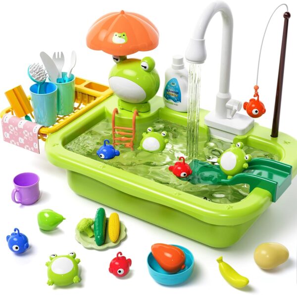 Évier de cuisine pour jeu avec eau courante, évier de cuisine pour jeu avec robinet électrique