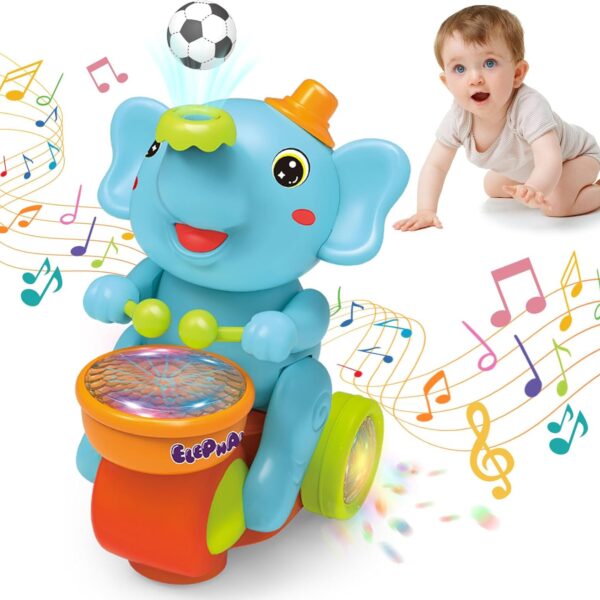 Bébé éléphant musical à ramper