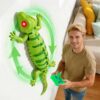 Gecko grimpant mural FANPROMS, lézard télécommandé rechargeable aux yeux lumineux,