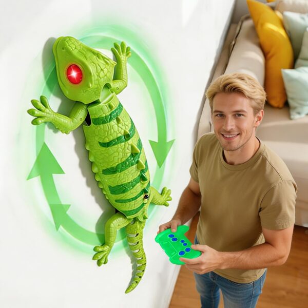 Gecko grimpant mural FANPROMS, lézard télécommandé rechargeable aux yeux lumineux,