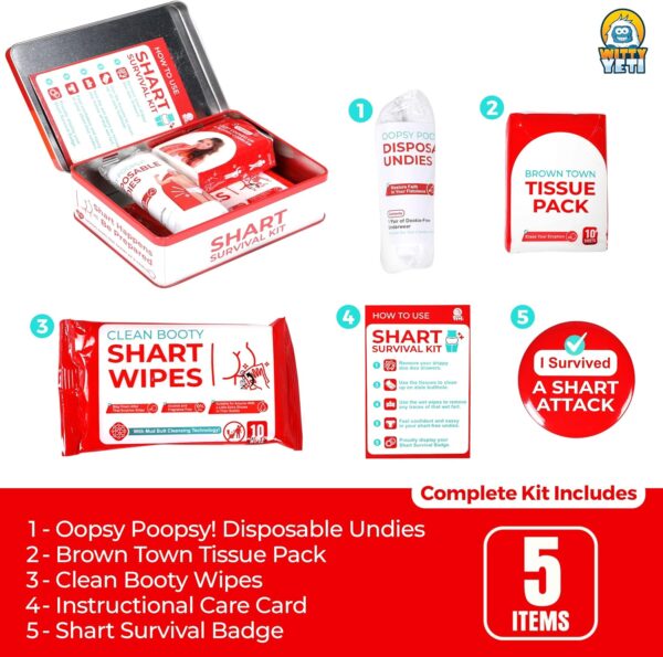 La trousse de survie humoristique Witty Yeti pour les farces ultimes comprend des lingettes humides.