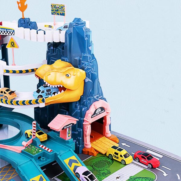 Circuit de rampe pour voitures miniatures, dinosaures grimpant sur un chemin de fer, ensemble de construction de véhicules colorés
