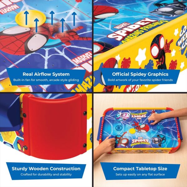 Table de hockey sur air pour enfants World Tech Toys Marvel Spider-Man et ses amis extraordinaires
