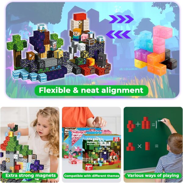 200 blocs de construction magnétiques d'environ 2 cm – Cubes magnétiques